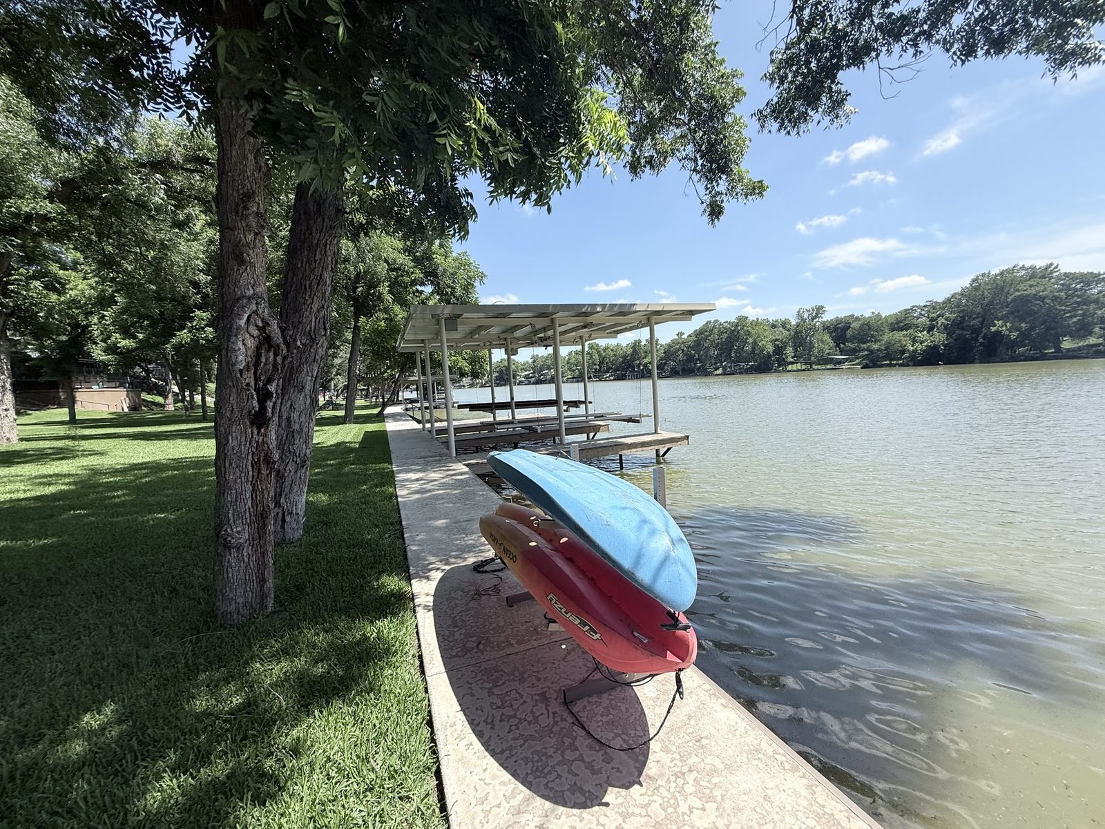 Double boathouse and CLOC vinyl bulkhead on Lake Placid near Solms Landing by Waterfront Unlimited